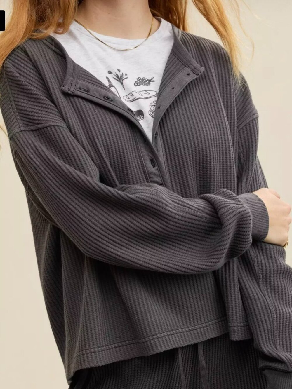 Aerie Waffle Henley Sweatshirt